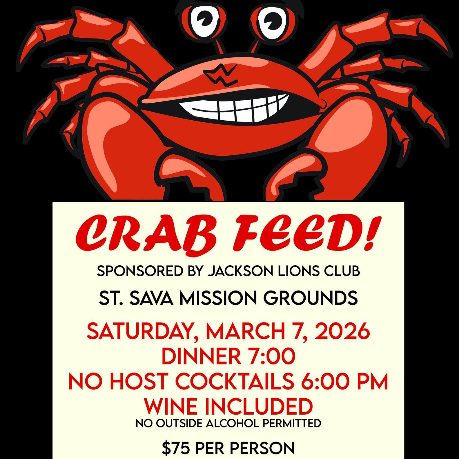 Jackson Lions Club Crab Feed poster
