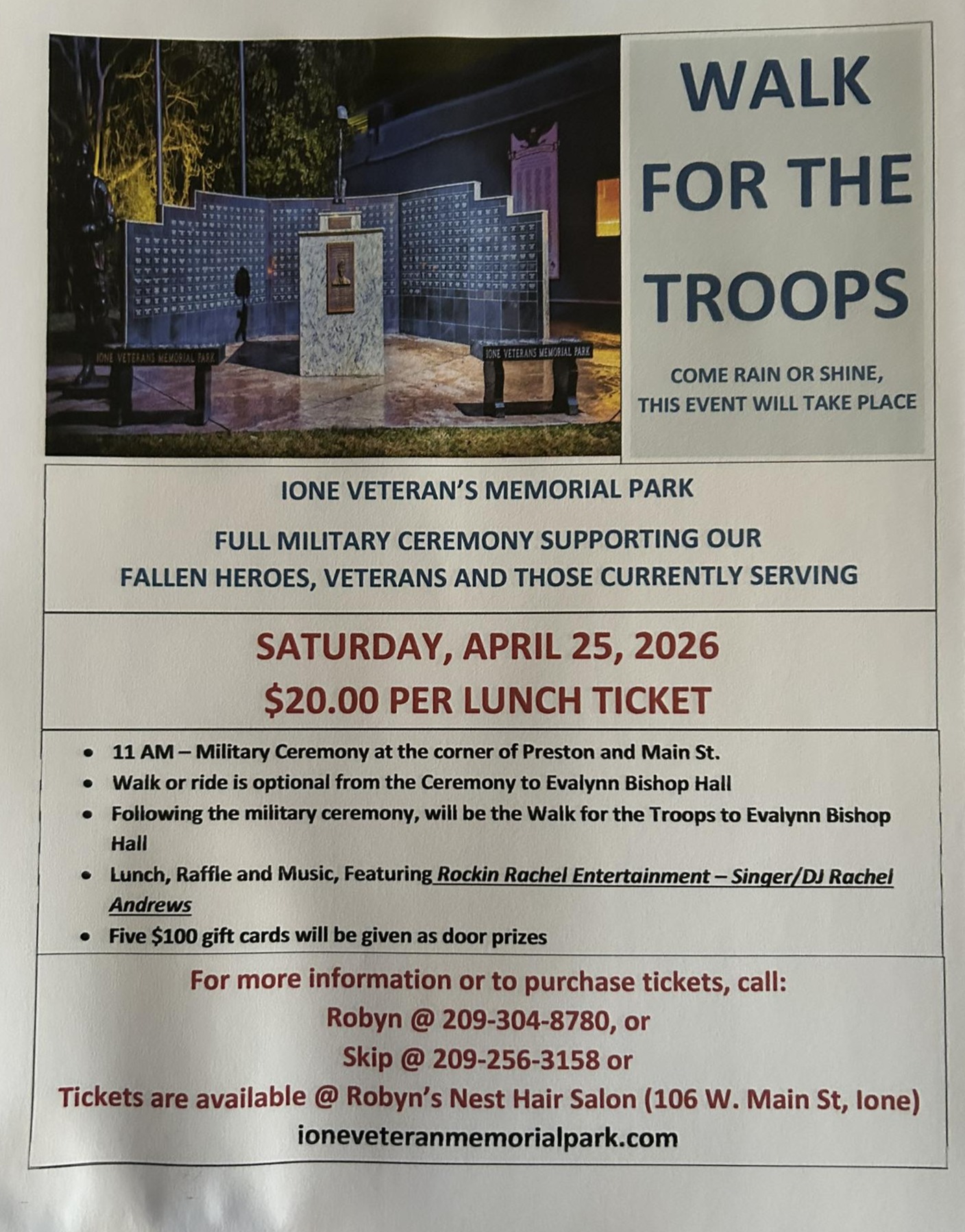 Walk for the Troops poster